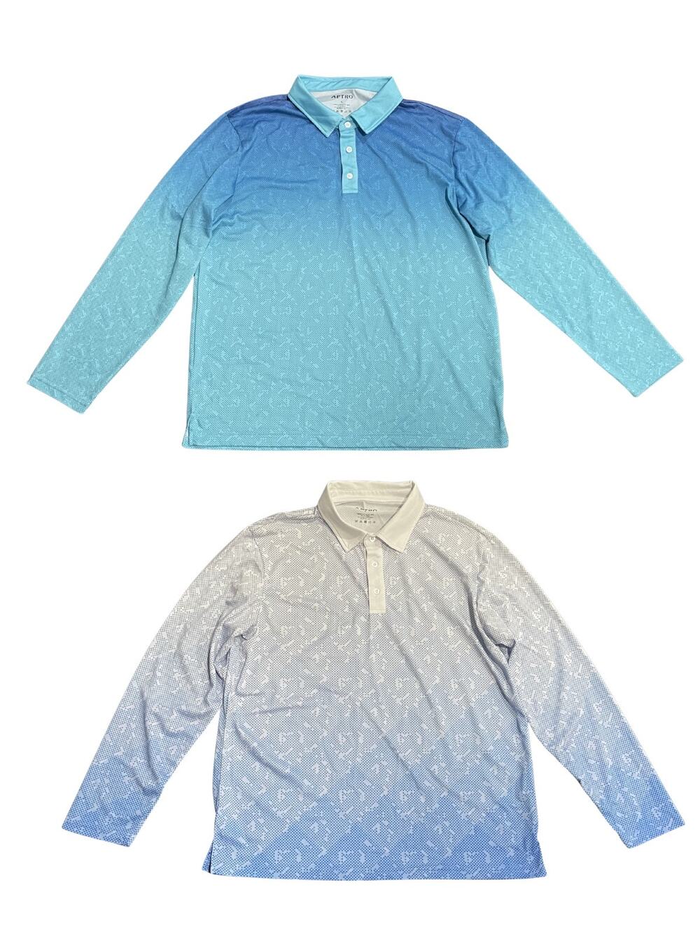 APTRO Lot of Two Long Sleeve Performance Golf Polo Shirt Large Sports Athletic
